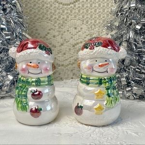 Iridescent Snowman Salt & Pepper Shakers